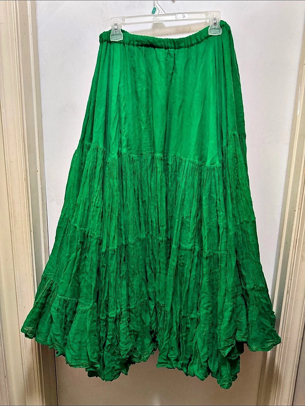 MoonDance Co. 25yd 100% cotton ATS Tribal Fusion Karma Green Tiered Maxi Skirt - Picture 2 of 5